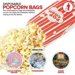 1 Oz Paper Popcorn Bags Bulk (100 Pack) Small Red & White Pop-corn Bag Disposable For Carnival Themed Party, Movie Night, Halloween, Popcorn Machine Accessories & Supplies, Individual Servings -Peugeot Shop 613TYU4QkHL