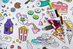– Food Fun Design – Square Tablecloth - Fabric Coloring Tablecloth - Colorable Designs – Washable And Reusable – Coloring Activity For Children And Adults -Peugeot Shop 615XjdVyMOL. AC