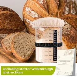 Sourdough Starter Jar Kit 1000ml - Large Glass Jar For Sourdough - Sourdough Starter Crock - Reusable Sour Dough Starter Jar With Thermometer, Silicone Scraper, Cloth Cover And Lid -Peugeot Shop 616MS9a8WOL