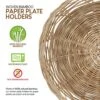 10-Inch Bamboo Paper Plate Holder (4 Count) - Heavy Duty Wicker Reusable Paper Plate Holders - Natural Charger Plates