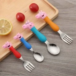 Ig Cutlery Set For Kids | Which Includes Pig Spoons (2) And Pig Forks (2). 4pieces Total!