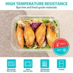 Glass Food Storage Containers With Lids, [24 Piece] Glass Meal Prep Containers, Airtight Glass Bento Boxes, BPA Free & Leak Proof (12 Lids & 12 Containers) -Peugeot Shop 618JJ7BgI7L
