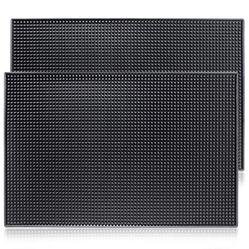 Rubber Bar Mat By ProTensils, 18" X 12", Black Bar Mats, Bar Service Mat, Black Coffee Bar Mat, Spill Mat For Counter-Top (2 Pieces) 1 Rubber Bar Mat By ProTensils, 18" X 12", Black Bar Mats, Bar Service Mat, Black Coffee Bar Mat, Spill Mat For Counter-Top (2 Pieces)