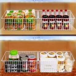 Wire Storage Basket Freezer Organizer Bins Metal Wire Baskets Wire Organizer Storage Baskets For Kitchen, Cabinets, Pantry, Freezer, BathroomSet Of 3 -Peugeot Shop 618iISav5AL
