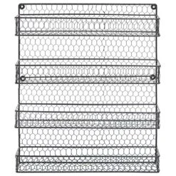MyGift 4-Tier Black Chicken Wire Spice Rack Wall Mount Organizer, Pantry Seasoning Jars And Condiment Storage Shelves -Peugeot Shop 619tL9dLI3L