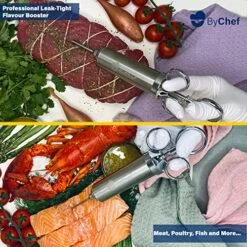 Meat Injection Syringe Stainless Steel- Food Injector Kit For Meat With 3 Needles-BBQ Smoking Sauce Injector Set For Injectable Marinade- Professional Leak Tight Flavor Booster In Turkey And Poultry -Peugeot Shop 61AJQ2AtucL