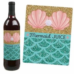 Let's Be Mermaids - Baby Shower Or Birthday Party Decorations For Women And Men - Wine Bottle Label Stickers - Set Of 4 -Peugeot Shop 61ATJj6dI2L