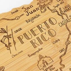 Destination Puerto Rico Shaped Serving And Cutting Board, Includes Hang Tie For Wall Display -Peugeot Shop 61BPf4t5pnL