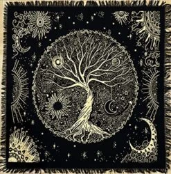 Tree Of Life Altar Cloth Tapestry Tablecloth Celtic Trees Ritual Spiritual Cloth For Sacred Places, Cotton Square Tarot Table Cover 18 By 18 Sacred Cloth