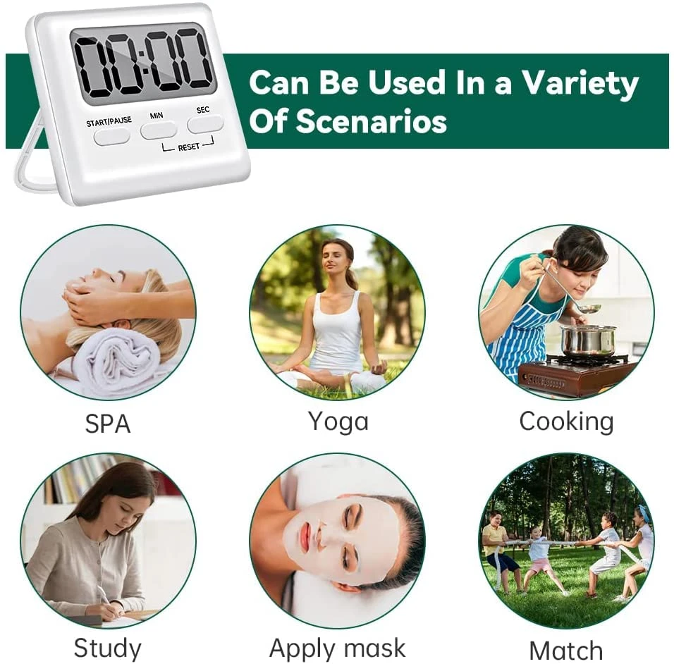 Magnetic Digital Timer, Senbos Kitchen Timers High Decibel Loud Alarm Countdown Timer Digital Timer Event Timer For Cooking, Silent Classroom Timer With Magnetic Back And Large Digits, White 4 Magnetic Digital Timer, Senbos Kitchen Timers High Decibel Loud Alarm Countdown Timer Digital Timer Event Timer For Cooking, Silent Classroom Timer With Magnetic Back And Large Digits, White - Image 4