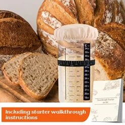 Sourdough Starter Jar With Thermometer Strip, Silicone Scraper, Cloth Cover And Aluminum Lid, 24 Oz Sourdough Starter Kit For Sourdough Bread Baking - Starter Not Included -Peugeot Shop 61C52HstODL