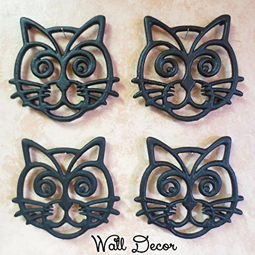 T Trivet - Black Cast Iron - For Kitchen & Dining Table - More Than One Makes A Set For Counter, Wall Art Or Decoration Accessory - Housewarming & Cat Lover Gifts - 6.6 By 6.3 In 2 T Trivet - Black Cast Iron - For Kitchen & Dining Table - More Than One Makes A Set For Counter, Wall Art Or Decoration Accessory - Housewarming & Cat Lover Gifts - 6.6 By 6.3 In - Image 2