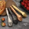 10 X Flatware Food Serving Tongs 8 Inch Fork Spoon Design Stainless Steel Dinner Buffet Tongs - Rosegold