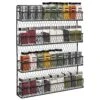 MyGift 4-Tier Black Chicken Wire Spice Rack Wall Mount Organizer, Pantry Seasoning Jars And Condiment Storage Shelves