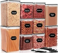 Large Airtight Food Storage Containers, 10PCS BPA Free Plastic Cereal Storage Containers, Kitchen & Pantry Organization For Sugar, Flour, Baking Supplies With Lables & Mark