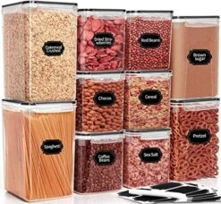 Large Airtight Food Storage Containers, 10PCS BPA Free Plastic Cereal Storage Containers, Kitchen & Pantry Organization For Sugar, Flour, Baking Supplies With Lables & Mark -Peugeot Shop 61GfBBrjRWL. AC