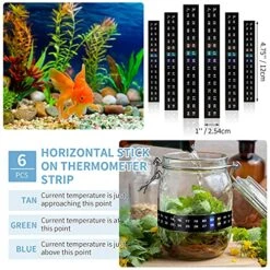 6 Pieces Horizontal Stick On Thermometer Strip Horizontal Thermometer Stickers Digital Temperature Display For Fermenting, Brewing, Wine, Beer, Kombucha Aquariums, 64-93°F (18-34°C) Adhesive Sticker