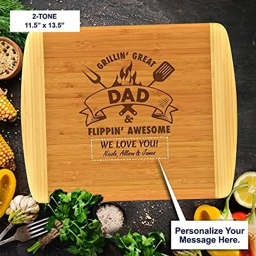 Dad Gift – PERSONALIZED Bamboo Cutting Board Custom Engraved Grillin Great Flippin Awesome Fathers Day Birthday Christmas Gift For Daddy Best Dad Ever Poppop Pops Gifts From Kids Children (11.5x13.5) 7 Dad Gift – PERSONALIZED Bamboo Cutting Board Custom Engraved Grillin Great Flippin Awesome Fathers Day Birthday Christmas Gift For Daddy Best Dad Ever Poppop Pops Gifts From Kids Children (11.5x13.5) - Image 7