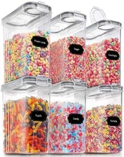 Large Dry Food Storage Containers With Lids, 6PCS Airtight Cereal Containers Storage Set, Leak-proof Canister Set For Kitchen Pantry Organization With 20 Labels & Marker (4L Black) -Peugeot Shop 61HsE9fmUoL. AC
