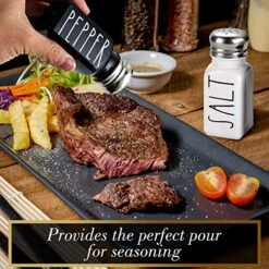 Farmhouse Salt And Pepper Shakers Set By Brighter Barns - Cute Modern Farmhouse Kitchen Decor For Home Restaurants Wedding - Gorgeous Vintage Glass Black White Shaker Sets With Stainless Steel Lids -Peugeot Shop 61IWo8JtQqL