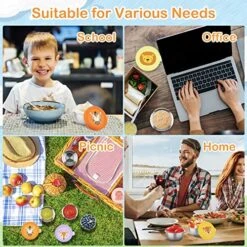 [6 Pack] Salad Dressing Containers To Go, 1.6 Oz Reusable Condiment Cups With Lids, Stainless Steel Dipping Sauce Containers With Silicone Lids For Lunch Bento Box (Cartoon Animal) -Peugeot Shop 61IhM3Eq9QL