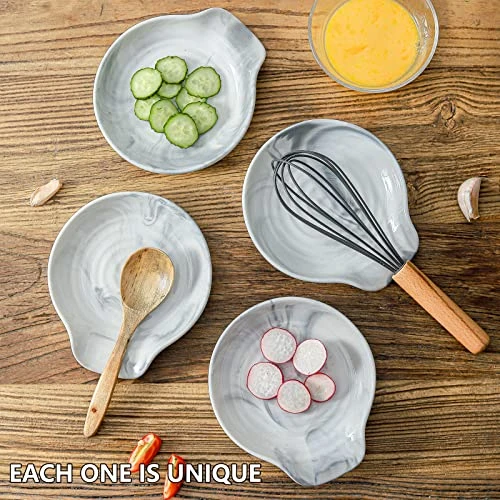Large Spoon Rest For Stove Top : Spoon Holder For Kitchen Counter - Coffee Spoon Rest Ceramic - White Marble Utensil Rest For Ladle, Tongs - Cooking Spatula Holder For Countertop (5.7 Inch) 5 Large Spoon Rest For Stove Top : Spoon Holder For Kitchen Counter - Coffee Spoon Rest Ceramic - White Marble Utensil Rest For Ladle, Tongs - Cooking Spatula Holder For Countertop (5.7 Inch) - Image 5