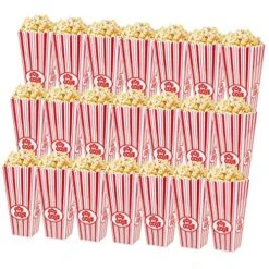 21 Pack Plastic Open-Top Popcorn Boxes Reusable Popcorn Containers - 7.7" Tall X 4" Square