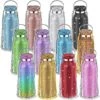 12 PCS Diamond Water Bottle Bulk Stainless Steel Insulated Water Bottle With Chain Bling Rhinestone Refillable Thermal Bottle Glitter Diamond Cup For Women Girls Gifts, 12 Colors (17 Oz)
