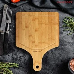 Organic Bamboo Cutting Board With Handle, Wood Serving Board With Handle, Ideal Cutting Board For Kitchen, Best Chopping Board For Vegetables, Meat, Cheese, Butcher Block (17X12 With Handle) -Peugeot Shop 61R0zjA4bCL