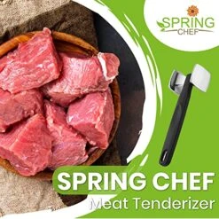 Spring Chef Meat Tenderizer, Heavy Duty Hammer Mallet Tool Chicken, Beef And Steak Pounder; Commercial Quality & Solid Construction, Dual Sided With Smooth & Textured Surface, Soft Grip Handle, Black 11 Spring Chef Meat Tenderizer, Heavy Duty Hammer Mallet Tool Chicken, Beef And Steak Pounder; Commercial Quality & Solid Construction, Dual Sided With Smooth & Textured Surface, Soft Grip Handle, Black -Peugeot Shop 61RyXaTiwFL