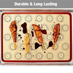 Macaron Silicone Baking Mat - Set Of 2 Non Stick Silicon Macaroon Baking Sheet Cookie Liner(BPA Free/Reusable/Half Sheet),Perfect Cooking Kit For Macarons,Pastry,Cake And Bread Making (Red) -Peugeot Shop 61T7oaTbJML