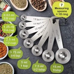 Tainless Steel Measuring Cups And Spoons Set Of 16 Pieces — 7 Nesting Cups And 7 Stackable Spoons + 2 D Rings — Professional Portable And Sturdy Metal Measuring Set For Liquid Wet And Dry Ingredients -Peugeot Shop 61TWFrRGvwL