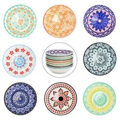3 Oz Round Soy Sauce Dipping Bowls Set Of 8, Porcelain Side Dishes/Plates For Snack Sushi Ketchup Condiments Appetizer Dessert, 4 Inch Small Pinch Bowls For Kitchen Prep, Assorted Patterns