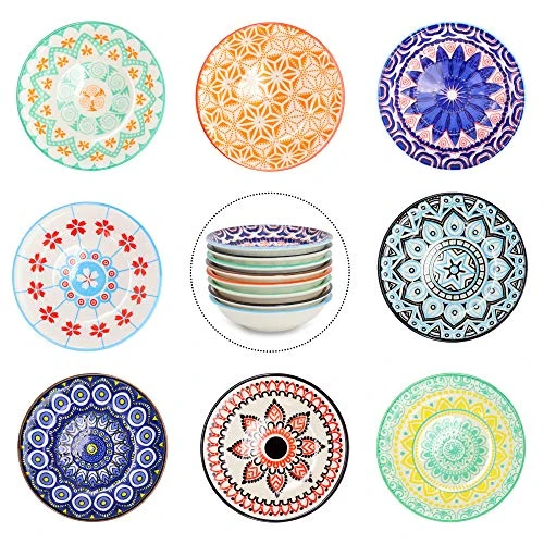 3 Oz Round Soy Sauce Dipping Bowls Set Of 8, Porcelain Side Dishes/Plates For Snack Sushi Ketchup Condiments Appetizer Dessert, 4 Inch Small Pinch Bowls For Kitchen Prep, Assorted Patterns 1 3 Oz Round Soy Sauce Dipping Bowls Set Of 8, Porcelain Side Dishes/Plates For Snack Sushi Ketchup Condiments Appetizer Dessert, 4 Inch Small Pinch Bowls For Kitchen Prep, Assorted Patterns