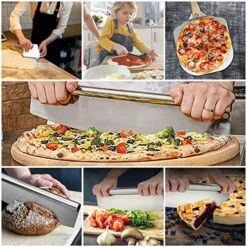 Premium Pizza Peel 4-Piece - 12"x14" Pizza Paddle With Foldable Handle For Storage & 14" Pizza Cutter & Gourmet Pizza Oven Accessory Set For Homemade Pizza Bread, Baking 6 Premium Pizza Peel 4-Piece - 12"x14" Pizza Paddle With Foldable Handle For Storage & 14" Pizza Cutter & Gourmet Pizza Oven Accessory Set For Homemade Pizza Bread, Baking -Peugeot Shop 61Tw3JBFXSL