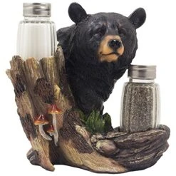 Black Bear Glass Salt And Pepper Shaker Set Sculpture Kitchen Decor In Rustic Lodge And Cabin Figurines By Home-n-Gifts