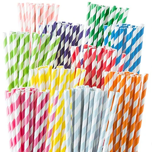 200 Biodegradable Paper Straws - Durable & Eco-Friendly In 10 Color Stripes - Rainbow Drinking Straws & Party Decoration Supplies 1 200 Biodegradable Paper Straws - Durable & Eco-Friendly In 10 Color Stripes - Rainbow Drinking Straws & Party Decoration Supplies