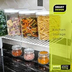Smart Design Cabinet Storage Shelf Rack - Set Of 6 - Large - 8.5 X 16 Inch - Steel Metal Wire - Rust Resistant Coating - Dish, Counter And Pantry Organization - Kitchen - White -Peugeot Shop 61V9PO4GeLL