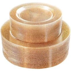 120PCS Gold Plastic Plates- Disposable Gold Glitter Plates, Premium Heavy Duty 60-10.25" Dinner Plates And 60-7.5" Salad Plates For Parties &Wedding