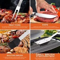 Hef Barbeque Grill Accessories For Outdoor Grill - Grilling Accessories - BBQ Grill Set - Grilling Gifts For Men - Birthday Gifts For Men - BBQ Smoker Accessories - BBQ Accessories - 25 PC -Peugeot Shop 61W1TVZGg1L