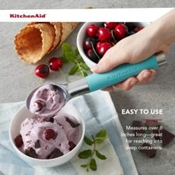 KitchenAid KO117OHAQA Gourmet Ice Cream Scoop, One Size, Matte Aqua Sky -Peugeot Shop 61WLhyMWTaL