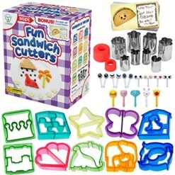 Sandwich Cutters For Kids - Create Healthy School Lunches In Minutes With These Fun Bento Lunch Box Accessories – Includes Fruit And Vegetable Cookie Cutters – Food Picks Plus Scratch Notes
