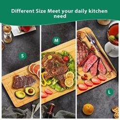 Omhoma Bamboo Cutting Board (3 Piece Set) Wood Cutting Board Kitchen Chopping Board With Juice Groove And Serving Tray For Meat Vegetables Fruits Cheese -Peugeot Shop 61YS8zugjJL