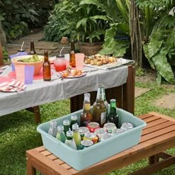 13 L Plastic Commercial Tote Box, Wash Tub Basin, 4-Pack, Mint Green, F -Peugeot Shop 61Z8YWCpysL