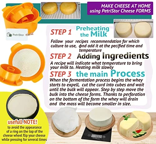 2 Pcs Cheesemaking Kit Сheese Mold Press Strainer Cheese With Follower Piston 40 Oz (1,2 Liters) Tofu Press Mold Cheese Making Kit Machine Color Yellow 3 2 Pcs Cheesemaking Kit Сheese Mold Press Strainer Cheese With Follower Piston 40 Oz (1,2 Liters) Tofu Press Mold Cheese Making Kit Machine Color Yellow - Image 3