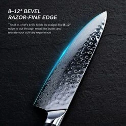Chef Knife - 8"- Japanese VG10 Steel Core Hammered Damascus Blade - With Sheath & Case 10 Chef Knife - 8"- Japanese VG10 Steel Core Hammered Damascus Blade - With Sheath & Case -Peugeot Shop 61b7hEDpKEL
