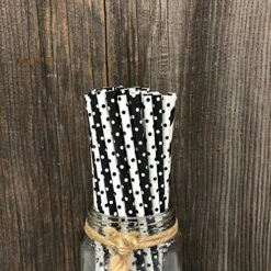 Lack And White Paper Straws - Polka Dot - 7.75 Inches - 50 Pack -Peugeot Shop 61cdyN0HFZL