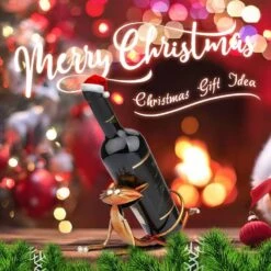 Yoga Cat Metal Sculpture Wine Bottle Rack Holder Handwork Crafts