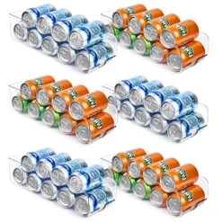 Vtopmart 6 Pack Soda Can Organizer For Refrigerator, Fridge Organizer Bins For Freezer, Kitchen, Pantry, Countertops, Cabinets, Clear Plastic Beverage & Canned Food Dispenser