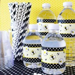 Bumble Bee Party Water Bottle Labels - 24 Stickers